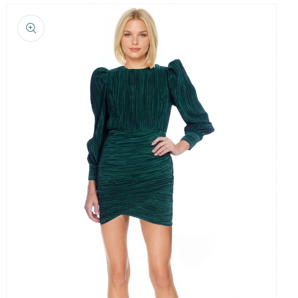 Jewel by Badgley Mischka Emerald Green Pleated Mini Dress – Size 2